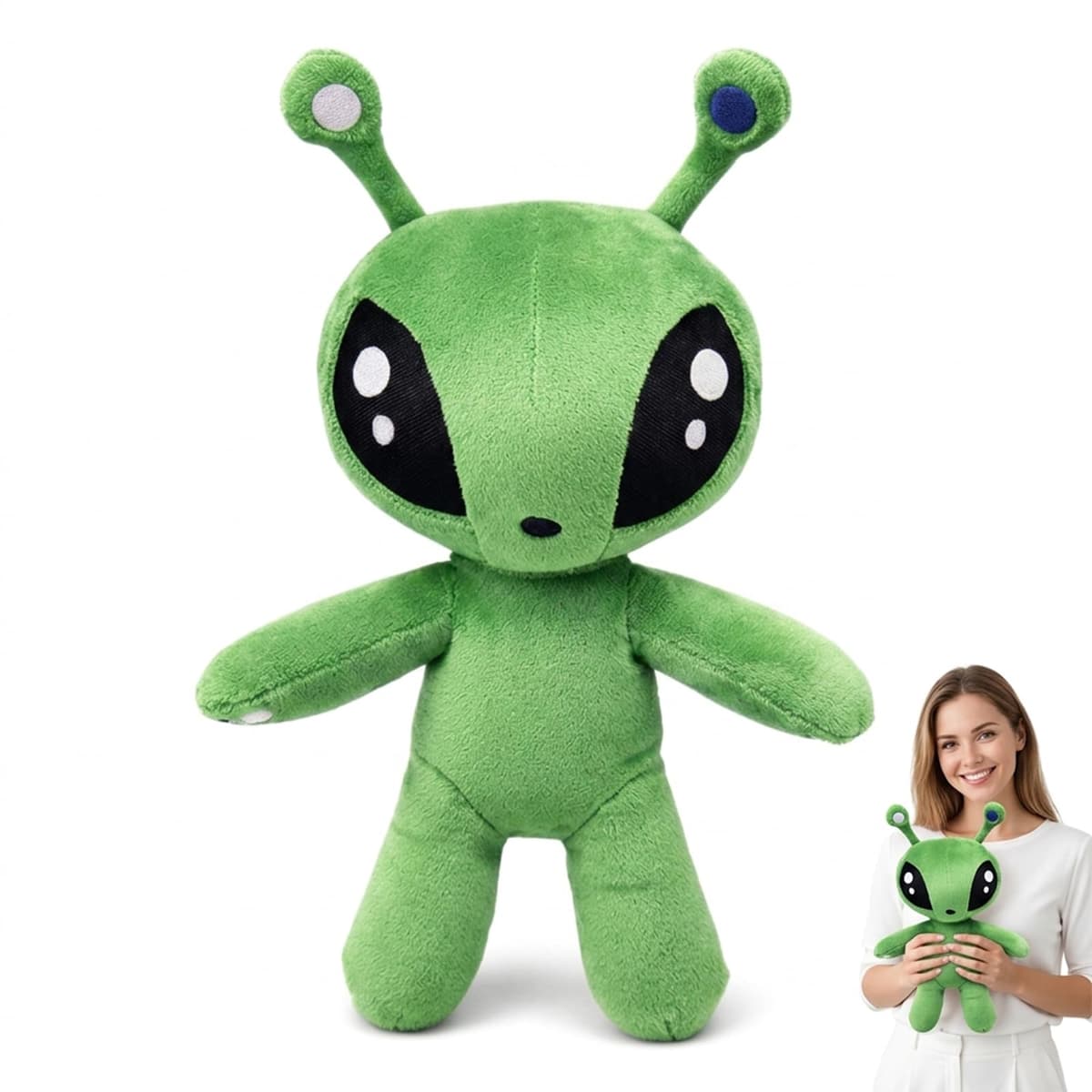Alien Plush, Green Space Alien Plush Doll, Extraterrestrial Soft Toy, Soft Alien Creature Pillow Figure, Cute Plushies for Boys and Girls, for Bedroom Decor and Imaginative Play
