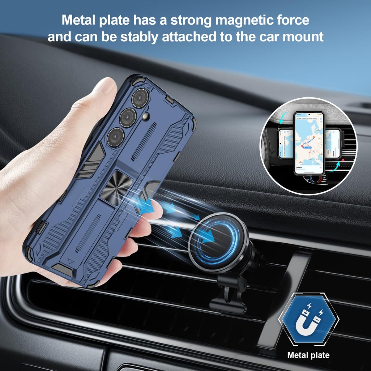 Funda para CMF Phone 2 Pro, Carcasa Antigolpes con Soporte anular metálico, Case Protectora de Grado Militar, Negro — view 1607