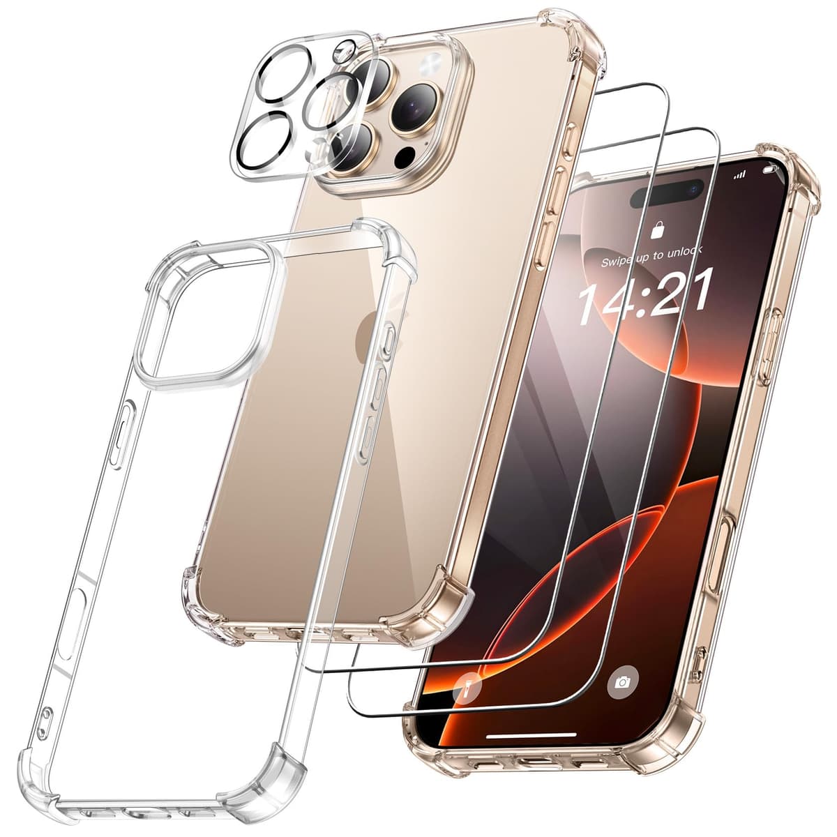 FLLAO 4 en 1 Funda para iPhone 15 con 2 Protector Pantalla y 1 Protector Lente Cámara, [Almohadilla de Aire integrada] Antigolpes Antiarañazos Carcasa 6,1 Pulgadas, Transparente — view 97