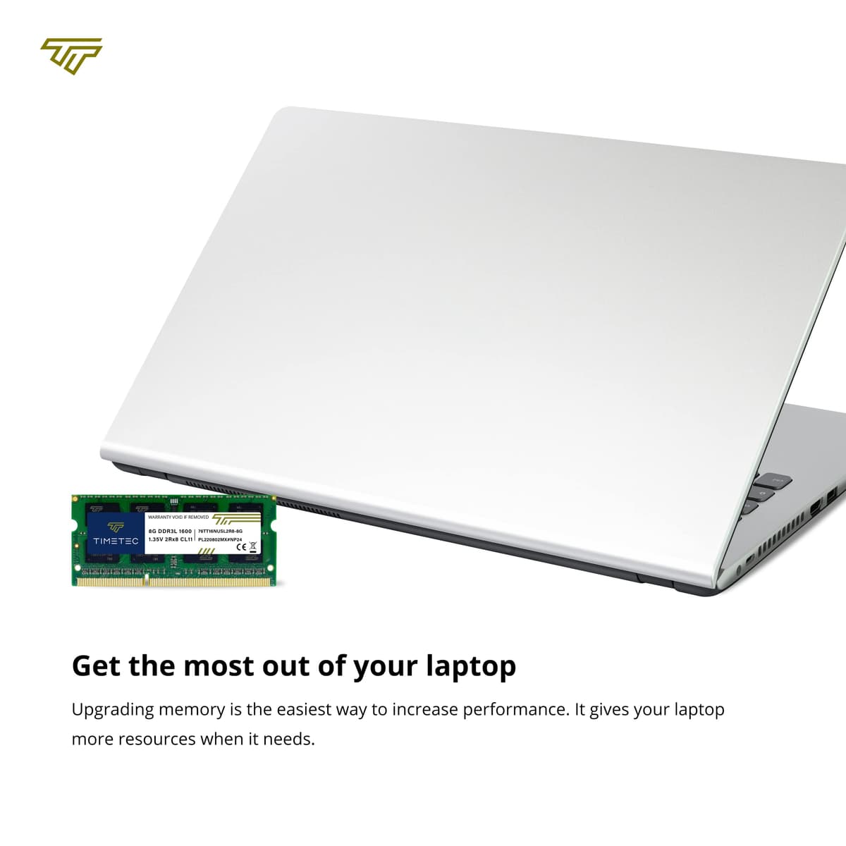 Timetec 8GB DDR3L 1600MHz PC3L-12800 No ECC Sin búfer 1.35V/1.5V CL11 2Rx8 Dual Rank 204 Pin SODIMM Notebook PC Memoria RAM módulo (8GB) — view 5