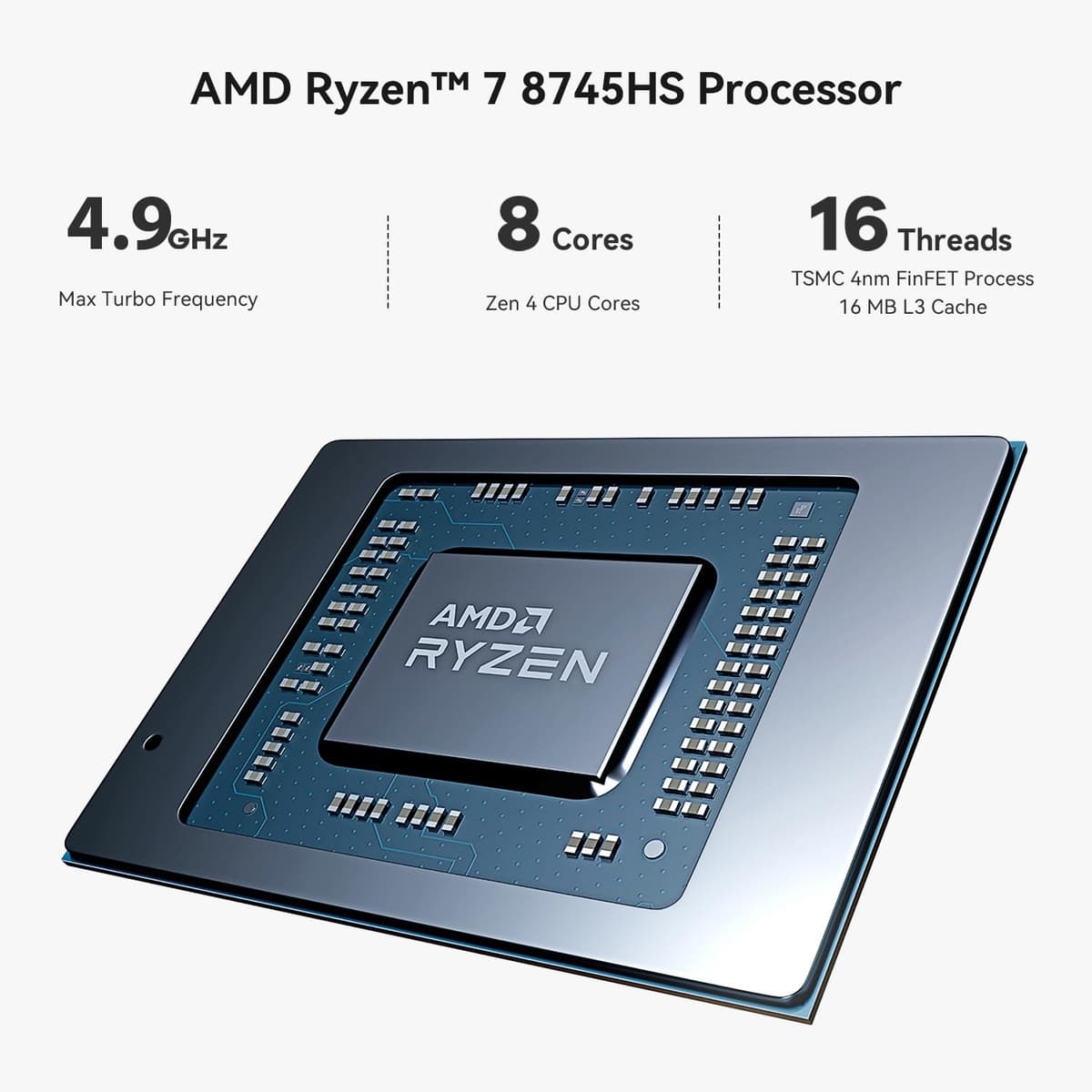 Beelink SER8 Mini PC, Procesador Ryzen 7 8745HS (8C, 16T, 4,9 GHz), 32 GB RAM DDR5, SSD de 1 TB, 12 núcleos gráficos a 2600 MHz, 4K@120Hz, USB4.0/USB3.2/DP/HDMI/LAN 2.5G/WiFi 6/BT 5.2/Gris — view 4