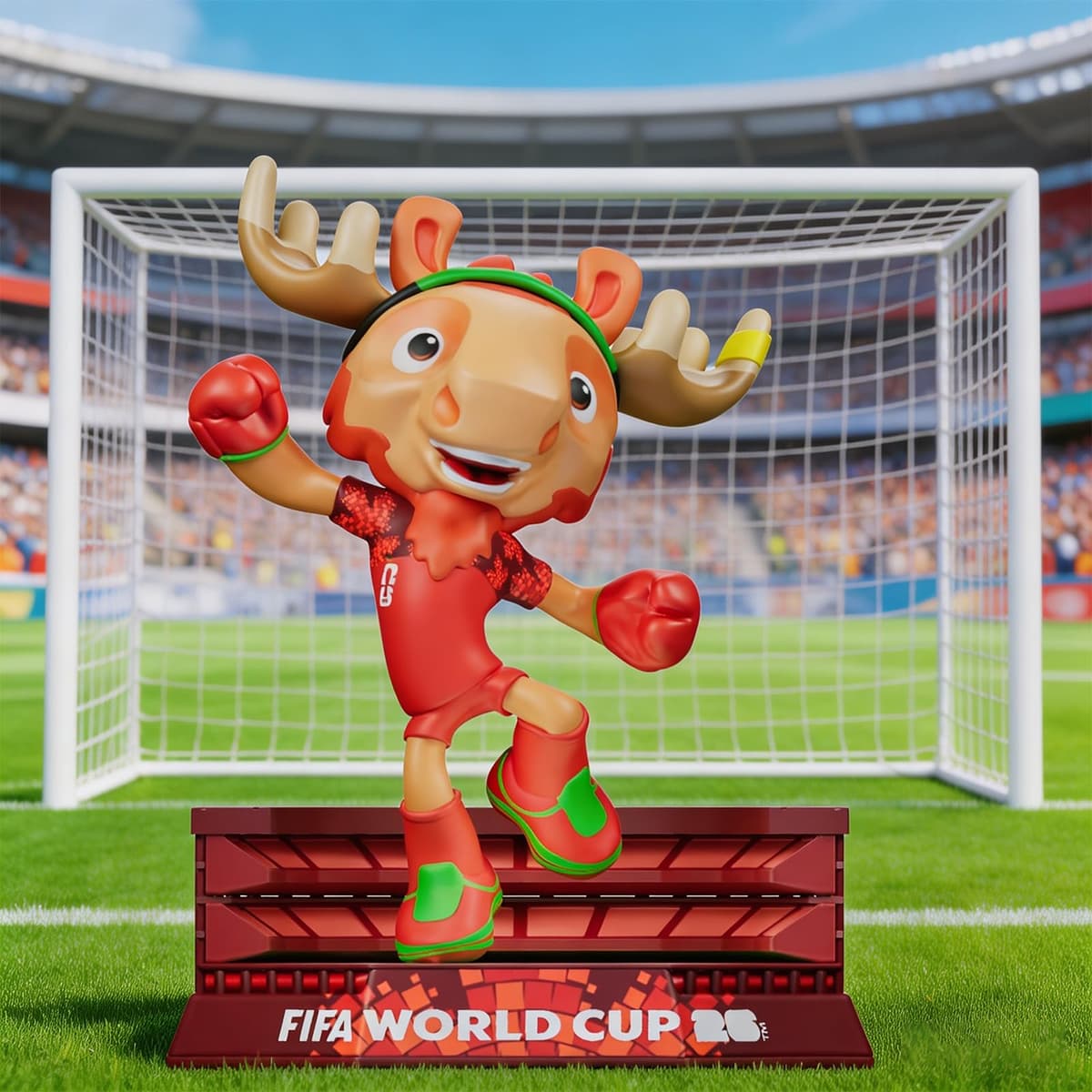 Sanyetral FIFA WORLD CUP 2026 3 Collectable Mascot Figures,Multi-Colour,includes Figurines Clutch,Zayu,Maple,Court Set-B in Gift Box(6 cm) — view 4