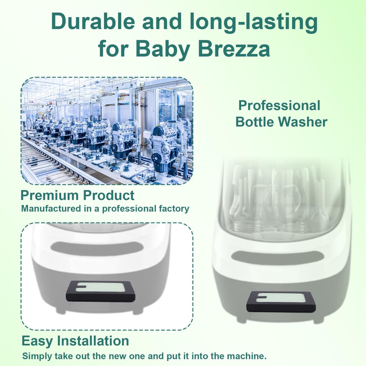 4pcs Filter Replacement Compatible with Baby Brezza Baby Bottle Washer Pro, 6.7x5.8x1.3cm/2.64x2.28x0.51in PP PET Bottle Cleaner Filtration Parts Accessories for Babybrezza — view 4