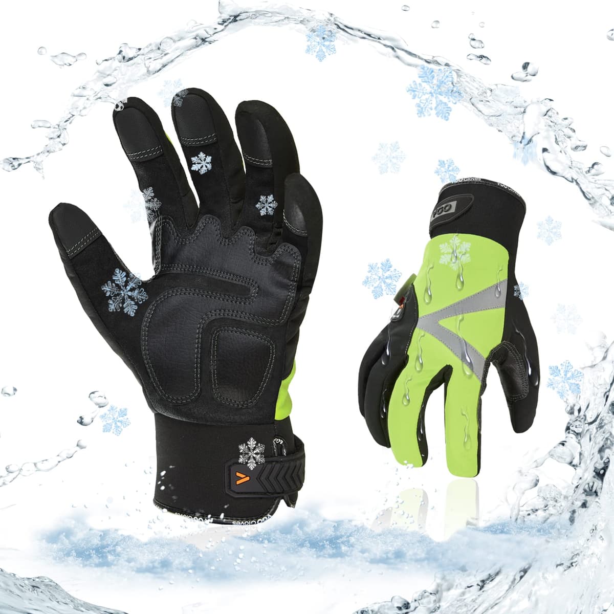 Vgo... 1-Pair -4℉ or above Thinsulate C100 Lined High Dexterity Touchscreen Synthetic Leather Winter Warm Work Gloves, Waterproof Insert (XL,Black,SL8777FW) — view 12