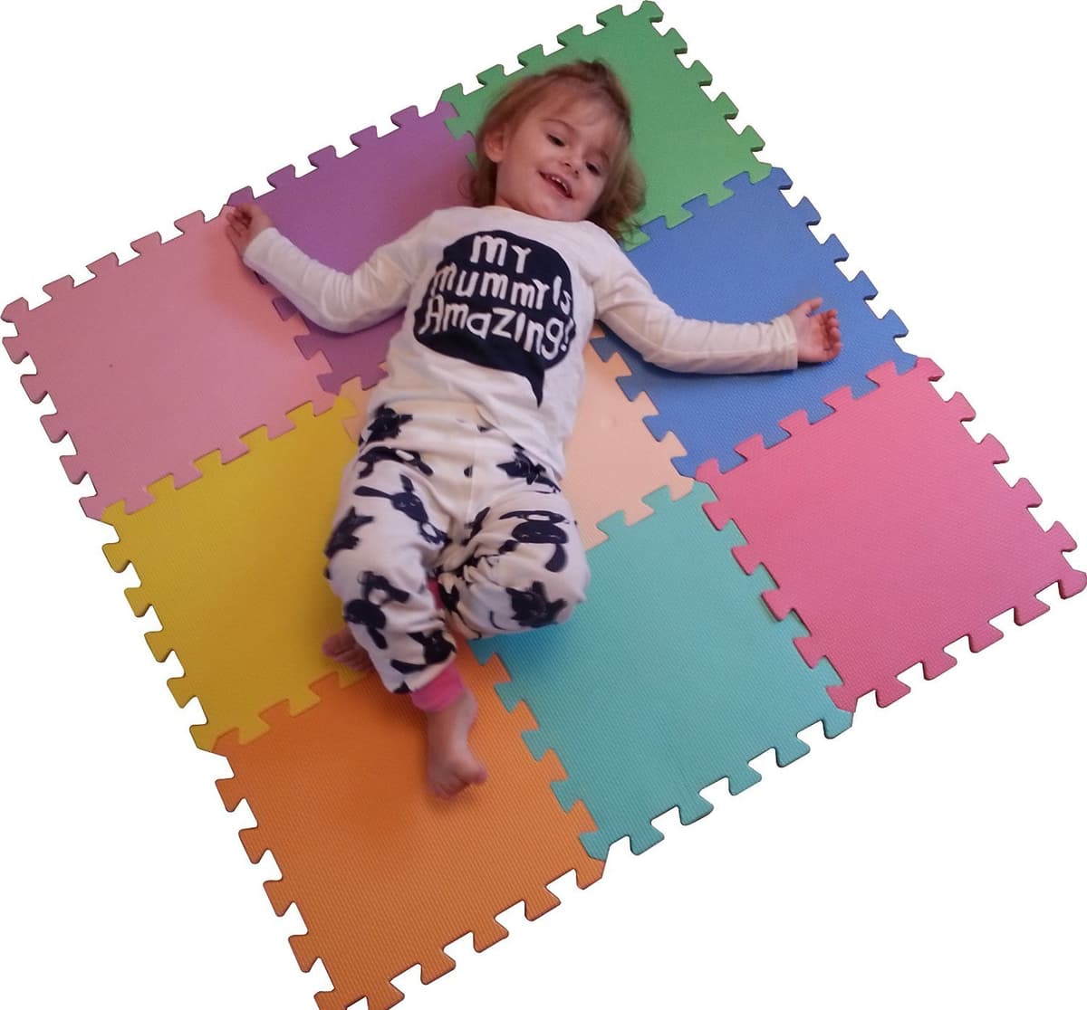 Edz Kidz Interlocking Foam Play Mat Set. Great for Babies, Toddlers or Even exersise (32 x 32cm. 18 Piece Pastel Mats) — view 4