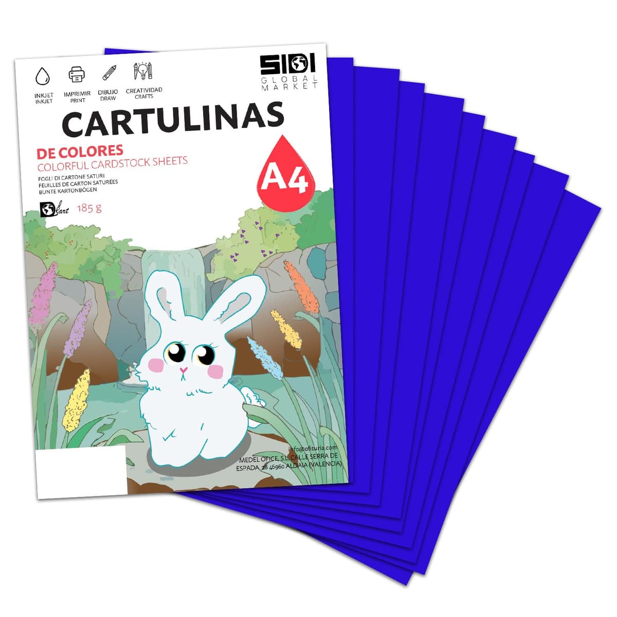 Cartulina A4 Azul Metalizada 230 g Cartulina Brillo Reflectante para Manualidades, Scrapbooking, Impresora Inkjet y Láser, Papel Cartulina Premium Metalizado – SIDI (azul metalizado, 25h) — view 50