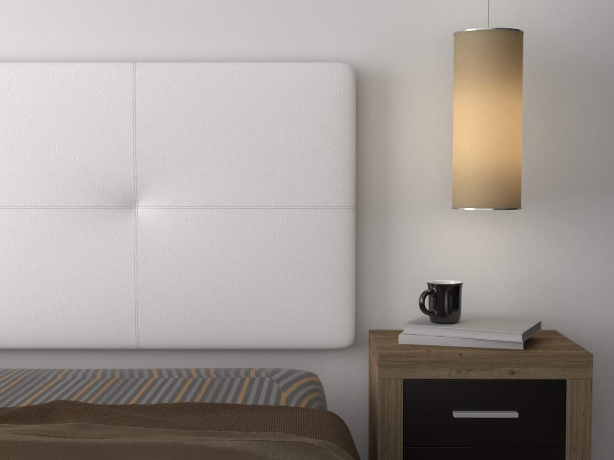 LA WEB DEL COLCHON Cabezal Cama Andrea Tapizado Acolchado 8 cm con Fijación a Pared – Cabecero de Cama Suave y Elegante – Cama de 80 (90 x 70 cms) Blanco Polipiel – Cabeceros Acolchados — view 2