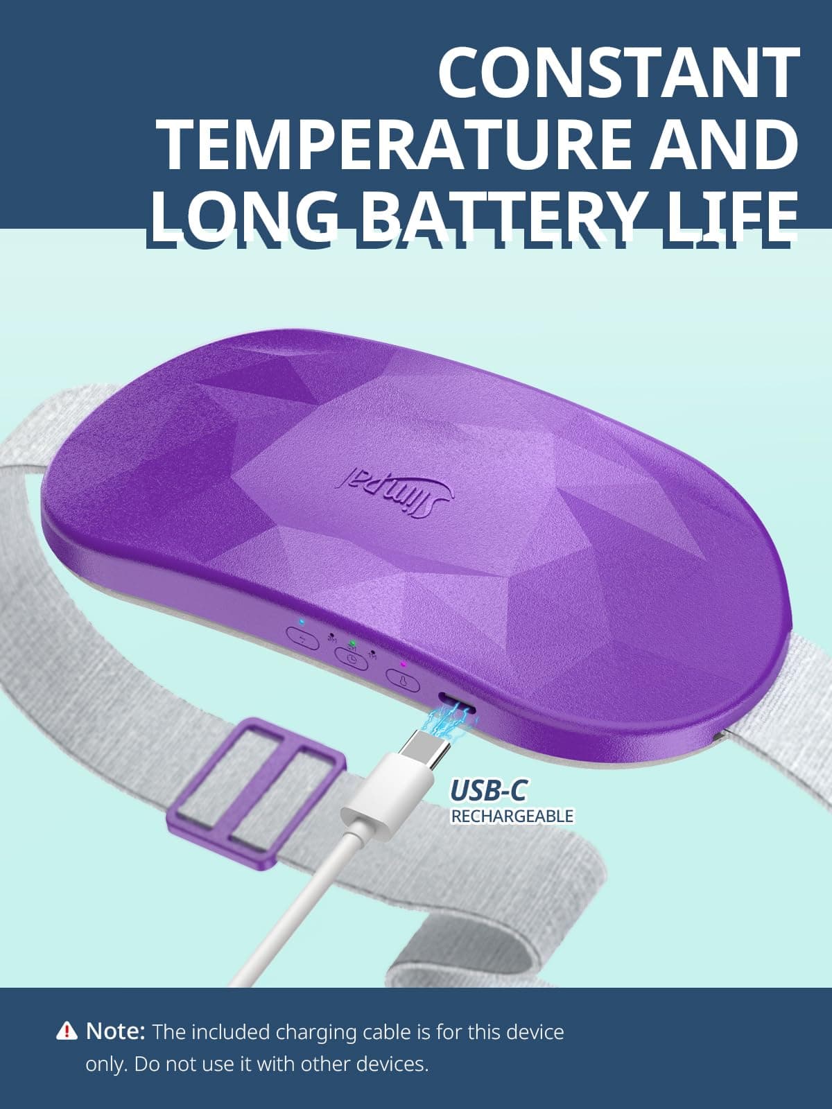 Almohadilla térmica portátil Slimpal, cinturón calefactor inalámbrico recargable para mujer, color blanco — view 6