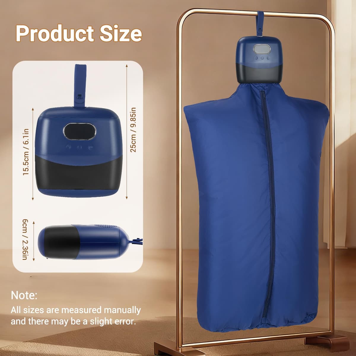 clothes dryer machine,600W portable dryer with timer,PTC heating 360° hot air circulatio technology,temperature adjustable 55℃/65℃,max 15kg for business travel, dormitories, apartments, hotels — view 7