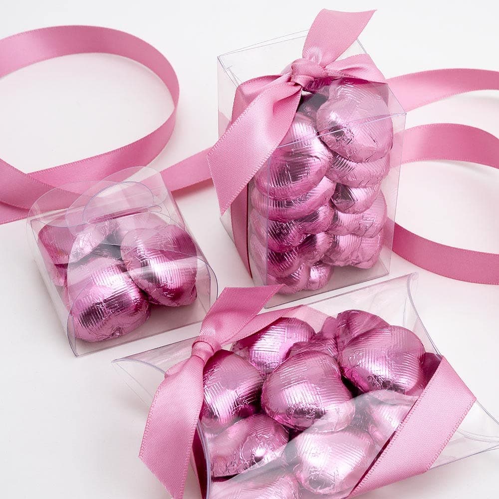 Italian Options Milk Chocolate Foiled Hearts, 100 Chocolates, Pink Foil — view 3