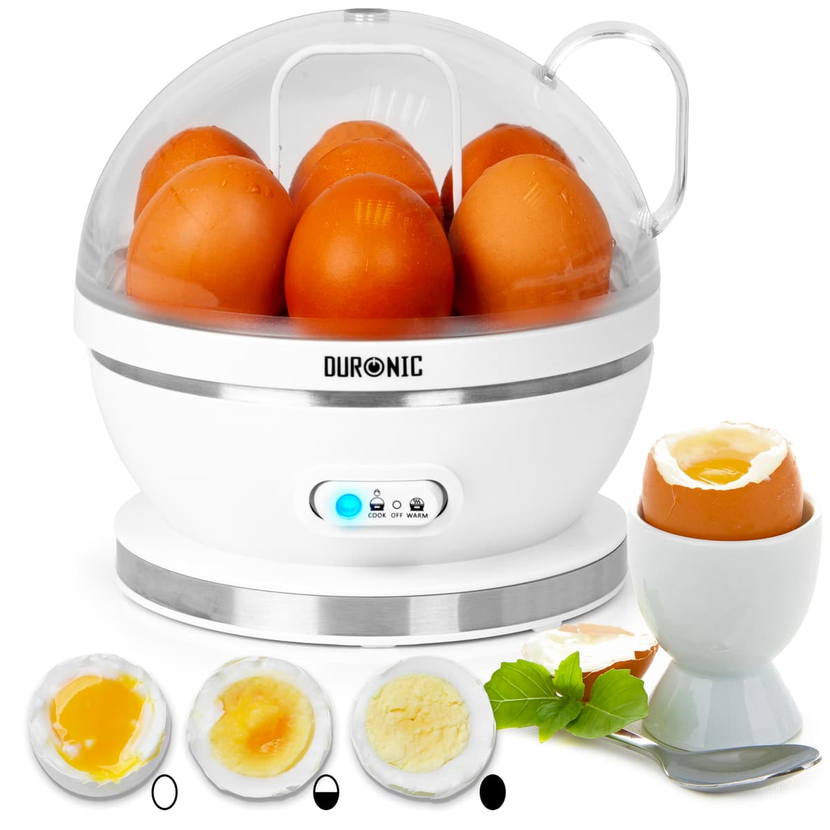 Duronic Electric Egg Boiler EB40 BK, Steamer for Eggs, Egg Cooking Machine, Automatic Egg Boiler Electronic Egg Poacher Machine for 7 Soft, Medium & Hard Boiled Eggs — view 12