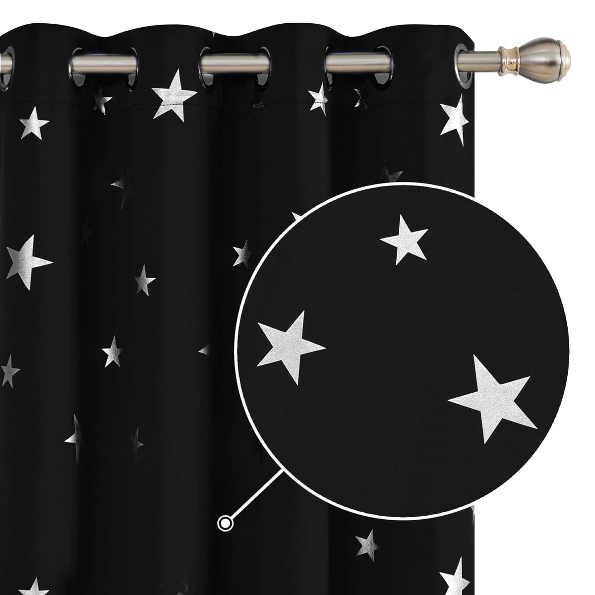 Deconovo Navy Blue Curtains for Living Room Super Soft Thermal Insulated Star Foil Printed Eyelet Blackout Curtains 46 x 54 Inch 2 Panels — view 43