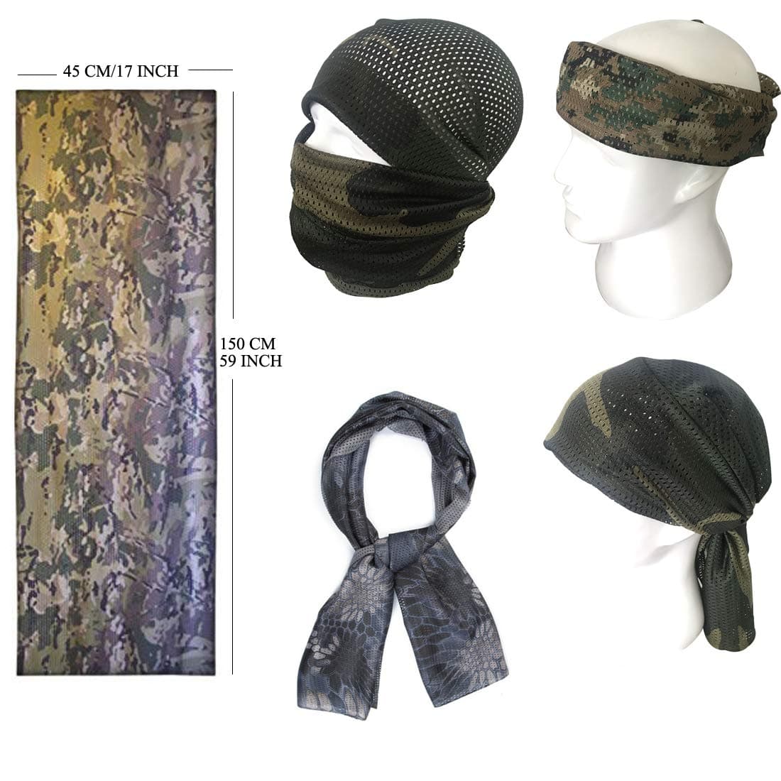 QMFIVE Tactical Airsoft al Aire Libre Ninja Hood Kryptek Camuflaje Flexible Máscara Protectora de Cara Completa — view 5