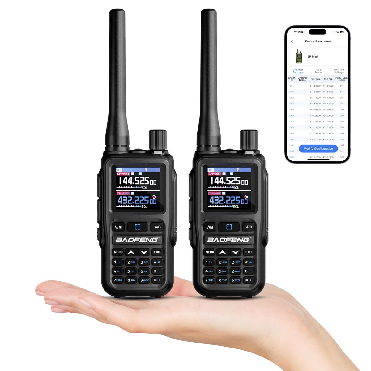 BAOFENG GT-5R Mini Dual Band Handheld Ham Radio, Wireless APP Programming, Dual PTT, USB-C Charging, 999CH, NOAA FM Aviation Reception, Pocket Walkie Talkie for Outdoor, Emergency, Backup [2Packs]