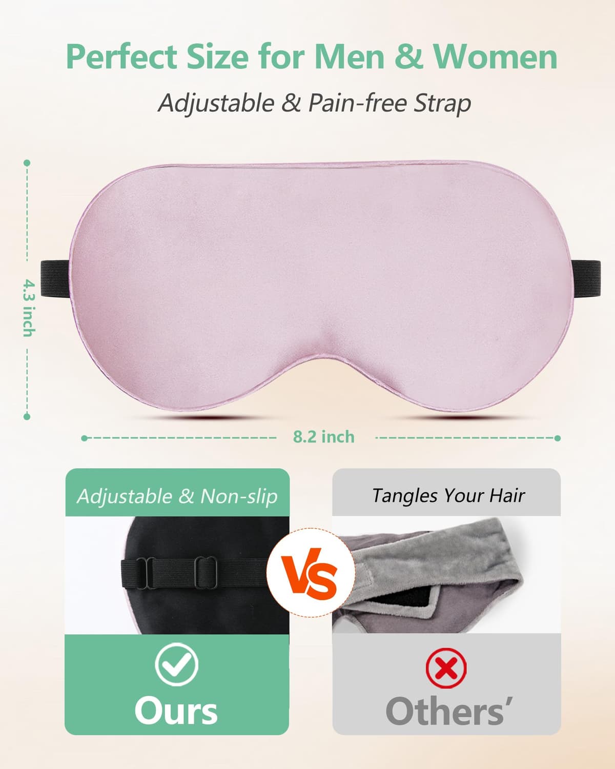 BeeVines Sleep Mask, 2 Pack 100% Real Natural Pure Silk Eye Masks with Adjustable Strap for Sleeping, Mulberry Silk Eye Sleep Shade Cover, Block Light Reduces Puffy Eyes Traveling Gifts — view 4