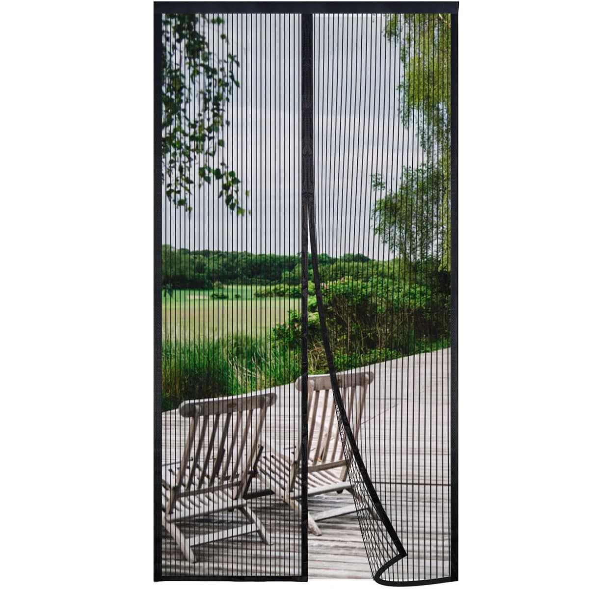 Risareyi Mosquitera Puerta Magnética 85x175cm, Negro - Cierre Automático Cortina Mosquitera Puerta Exterior Transpirables, Antimosquitos para Salón, Rápido de instalar