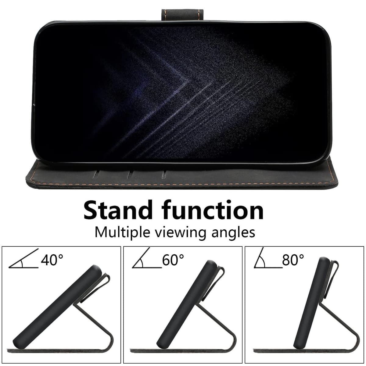 Funda para Xiaomi Mi Note 10/Mi Note 10 Pro/Xiaomi Mi CC9 Pro, PU Cuero Flip Carcasa Fundas Móvil de Tapa Libro Caso Piel PU Billetera Tarjetero Case Telefono Cubrir Móvil Phone Cover (Negro) — view 3