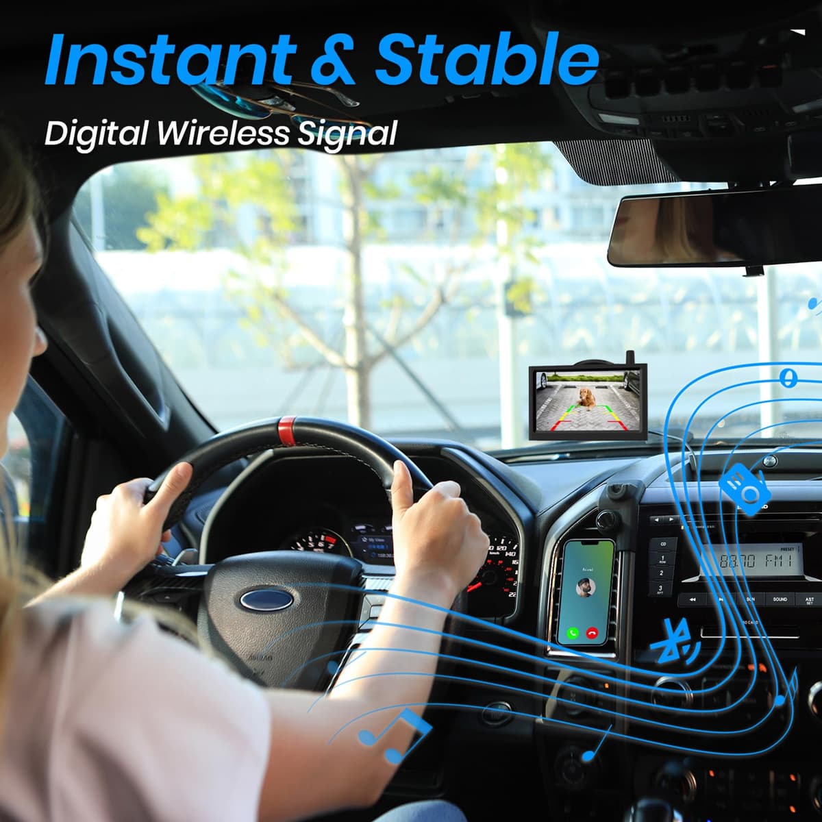 AUTO-VOX Solar Powered Wireless Reversing Camera Kit, 3 Mins DIY Installation, Clear Image Backup Camera with IP69K Waterproof for Cars and Van — view 4