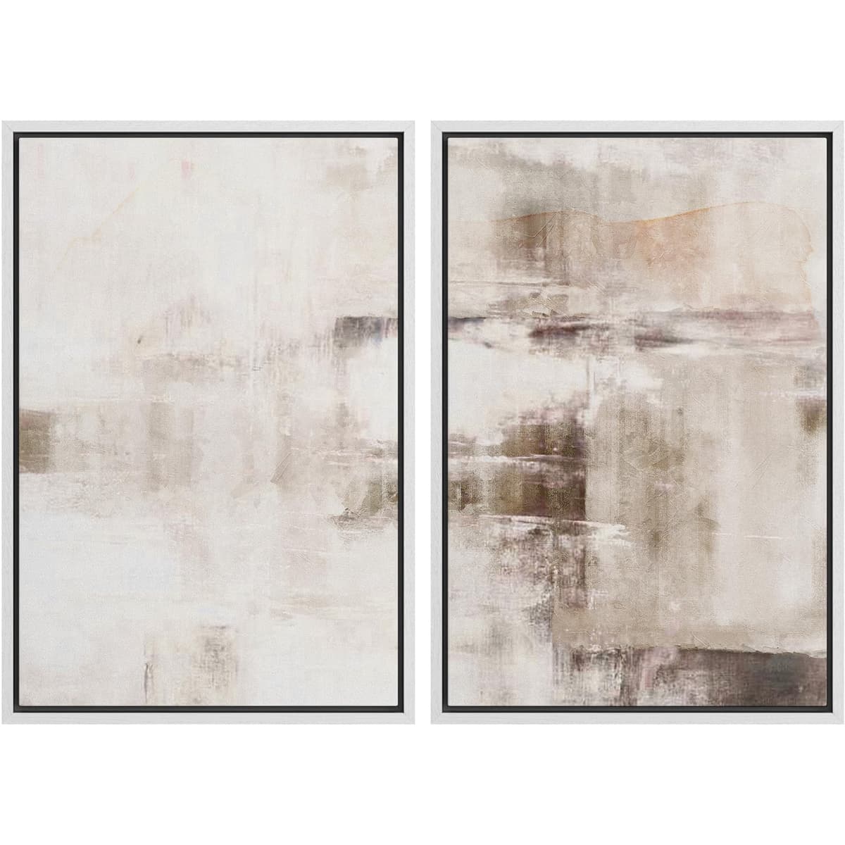 MUDECOR Framed Canvas Print Wall Art Set Watercolor Pastel Duotone Tan Landscape Abstract Shapes Illustrations Modern Art Decorative Contemporary for Living Room, Bedroom, Office - 24"x36"x2 Natural — view 14