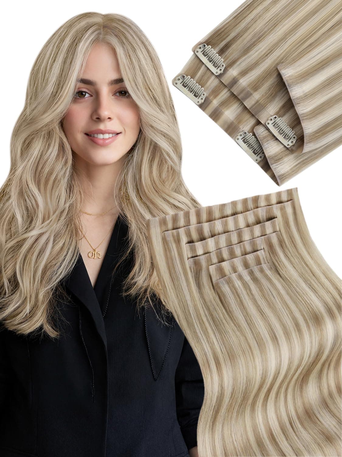 Fshine Clip in Hair Extensions Human Hair Copper Hair Extensions 18 Inch 120 g 7 pcs Color 330 Natural Straight Hair Extensions for Women Real Human Hair — view 25