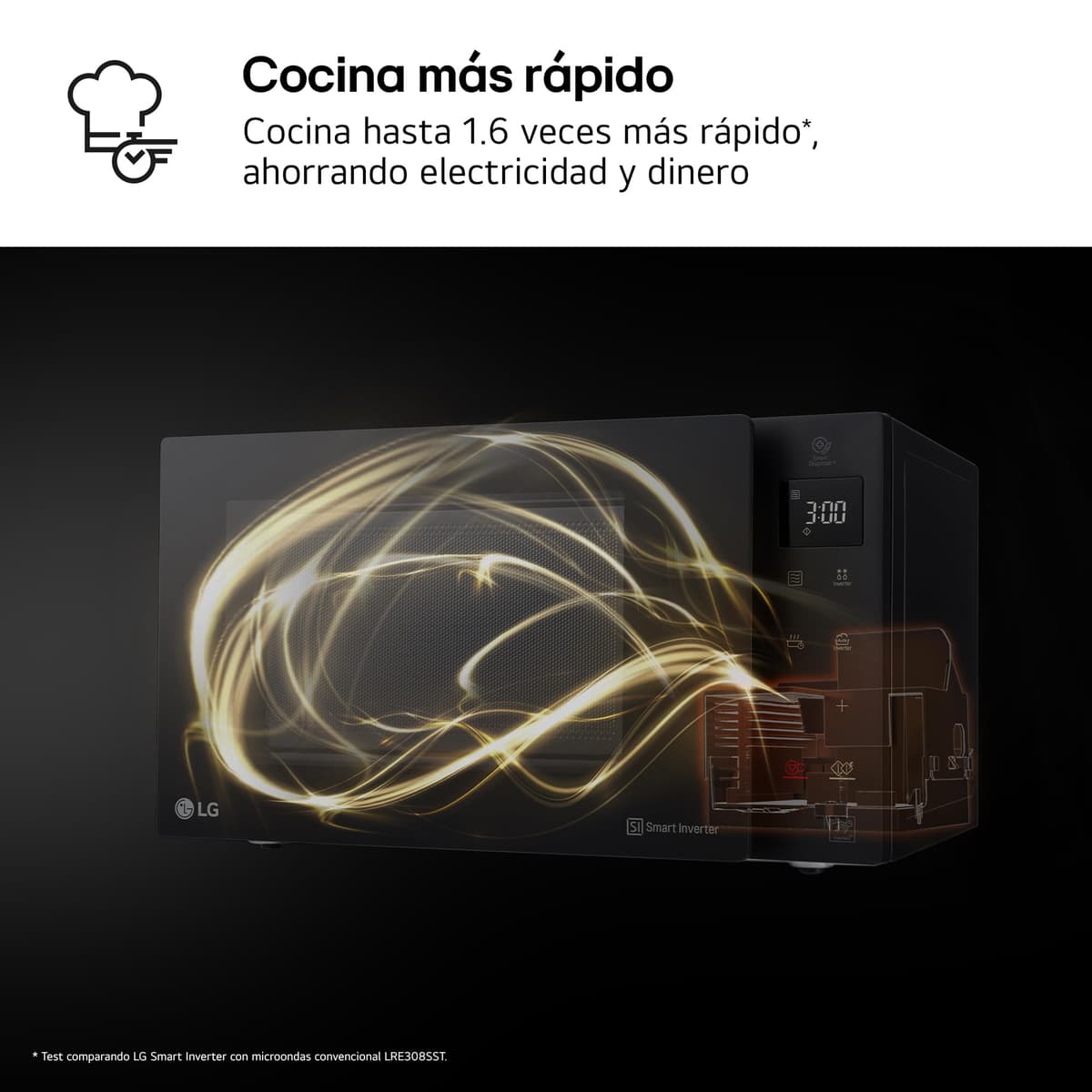 LG MH6535GIS - Microondas con Grill NeoChef, Capacidad 25 L, 1000 W, Smart Inverter, Panel Táctil LED, EasyClean, Cocción Uniforme y Bloqueo Infantil, Negro — view 7