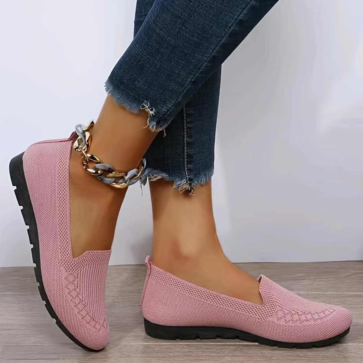 Women's Orthopedic Loafers Slip On Walking Shoes - Breathable Knit Mesh & Non-Slip Soft Sole, Lightweight Arch Support Comfort Flats for Work Travel — view 2