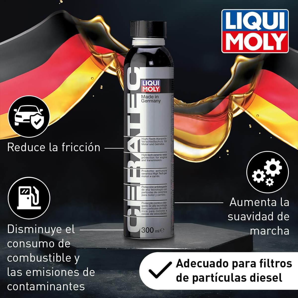 LIQUI MOLY Cera Tec 3721 I Ceramic Wear & Tear Protection for Petrol & Diesel Engines I Smoother Engine Performance, Less Friction & Lower Fuel Consumption I Ceramic Additive 300 ml Pack of 1