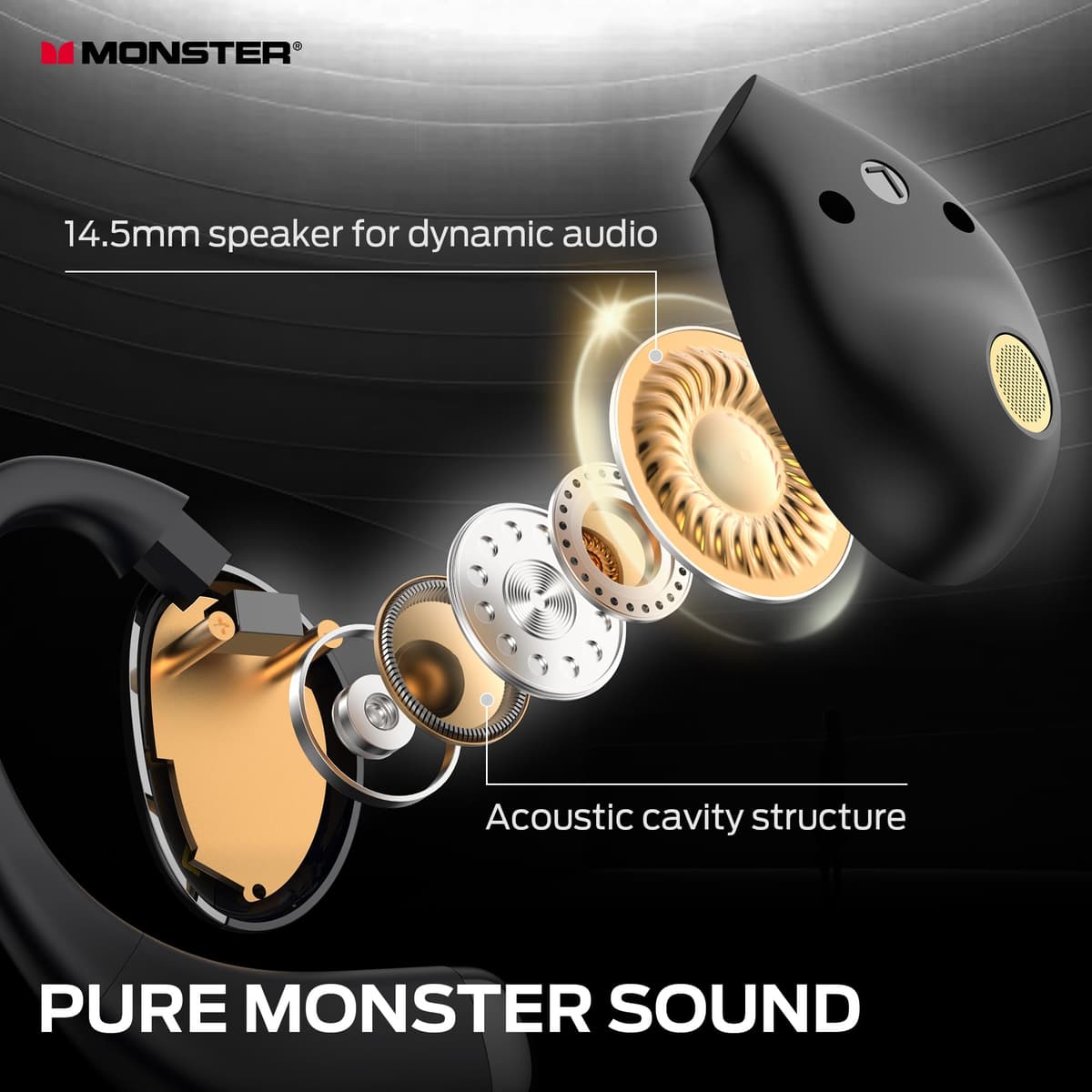 Monster Open Ear AC520 Headphones, Bluetooth 6.0 Wireless Earbuds with HiFi Sound, Open Ear Headphones with 24H Playtime, ENC Clear Call, Unique Handbag Design,IPX6 Resistance — view 2
