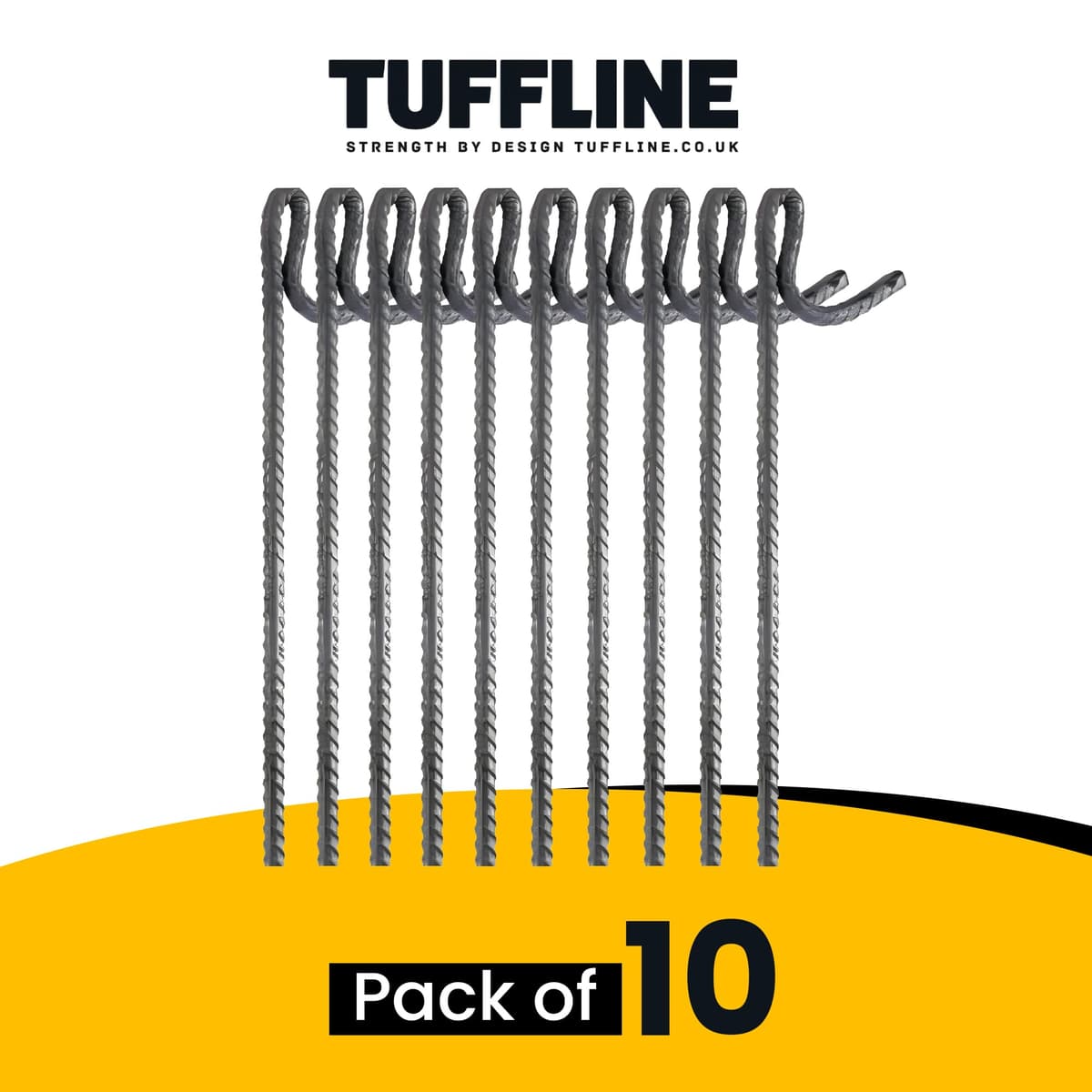 Fencing Pins 125cm – Pack of 10 – Standard, Black Coated, Galvanised, Ribbed, Ribbed Galvanised – Heavy Duty Temporary Fence Posts (Black Coated) — view 2