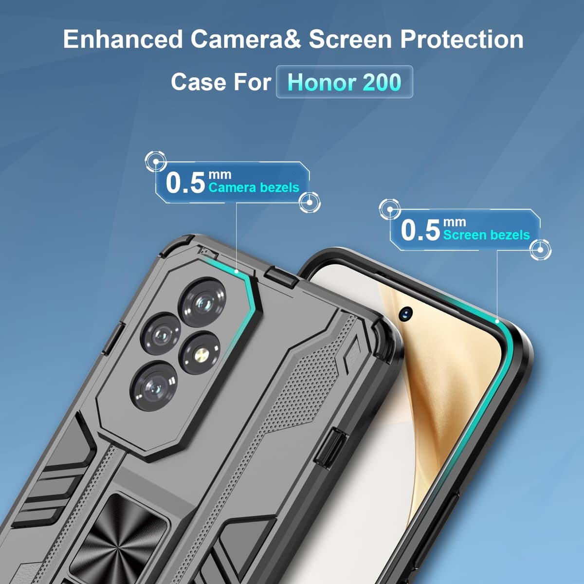 Funda para CMF Phone 2 Pro, Carcasa Antigolpes con Soporte anular metálico, Case Protectora de Grado Militar, Negro — view 1591