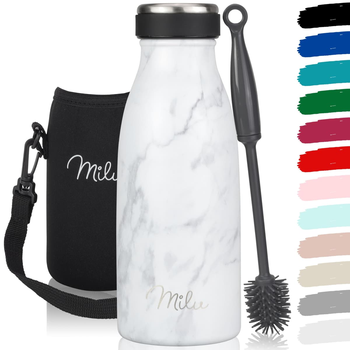 Milu Stainless Steel Drinking Bottle 1500 ml - Insulated Thermo Flask for Water - Leak Proof, Insulated and Double Walled, Carbonated (Granite Navy Blue, 1,5L) — view 22