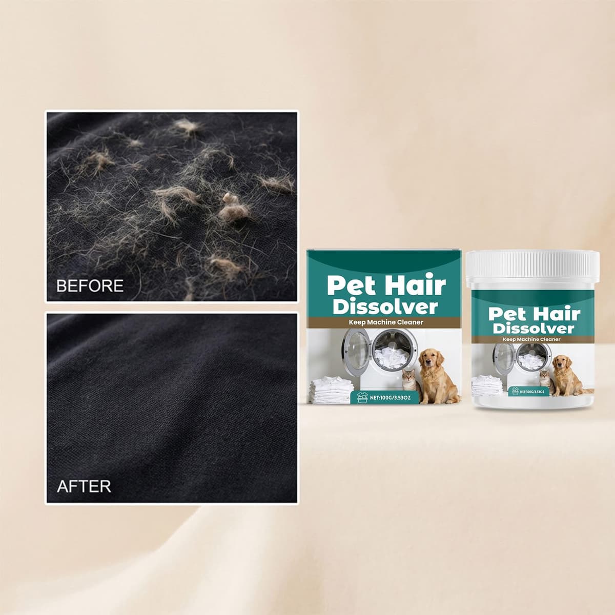 Disolvente de Pelo de Mascotas para Lavadora, disolvente de Pelo de Mascotas Seguro y Suave para Ropa, Textiles, Agente disolvente Multiusos, fórmula de Limpieza Profunda, Ideal para Eliminar el — view 4