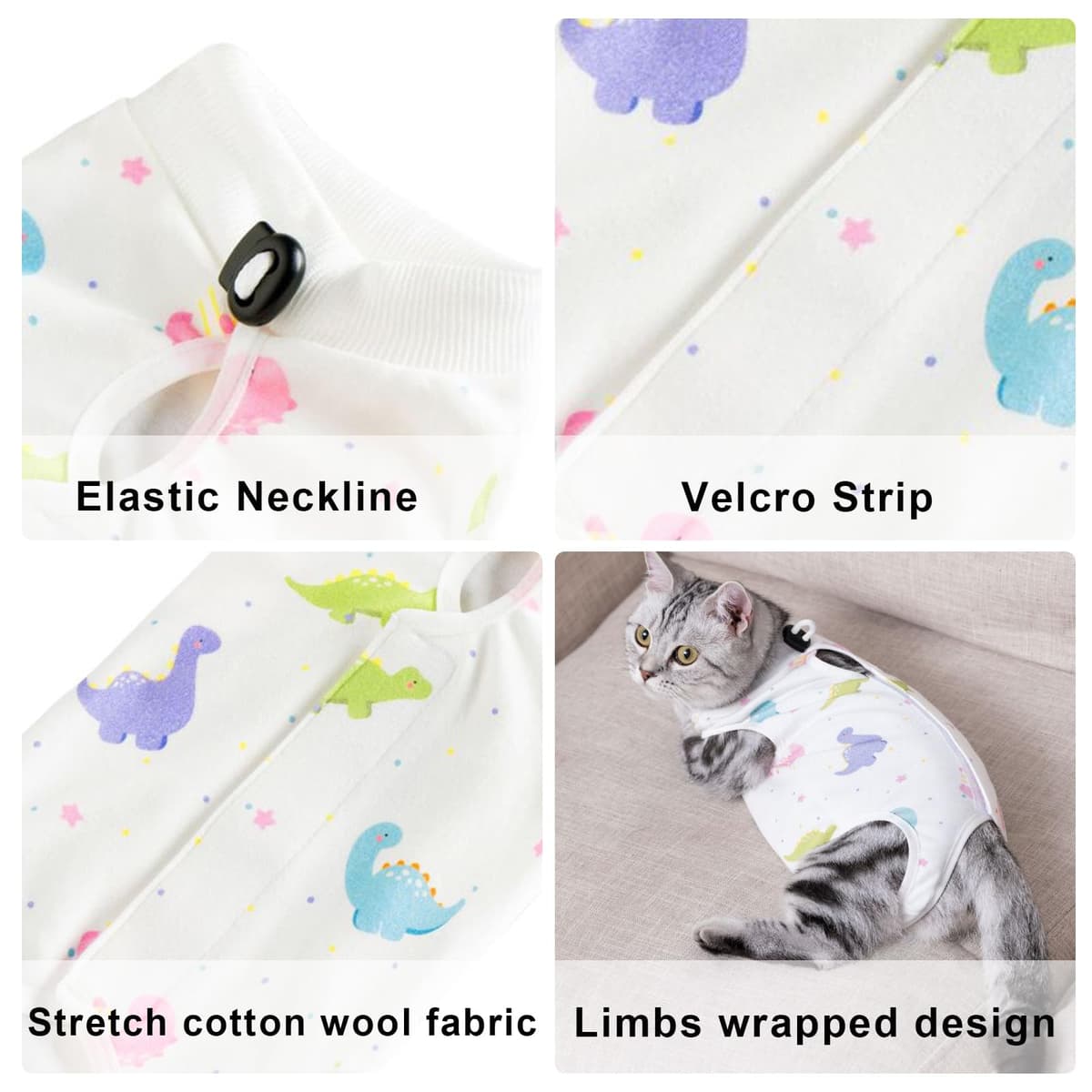Cat Professional Recovery Suit，Body Suits for Abdominal Wounds or Skin Diseases，E-Collar Alternative for Cats, Onesie Cat Clothes After Surgery Collar & Cone Alternative — view 5