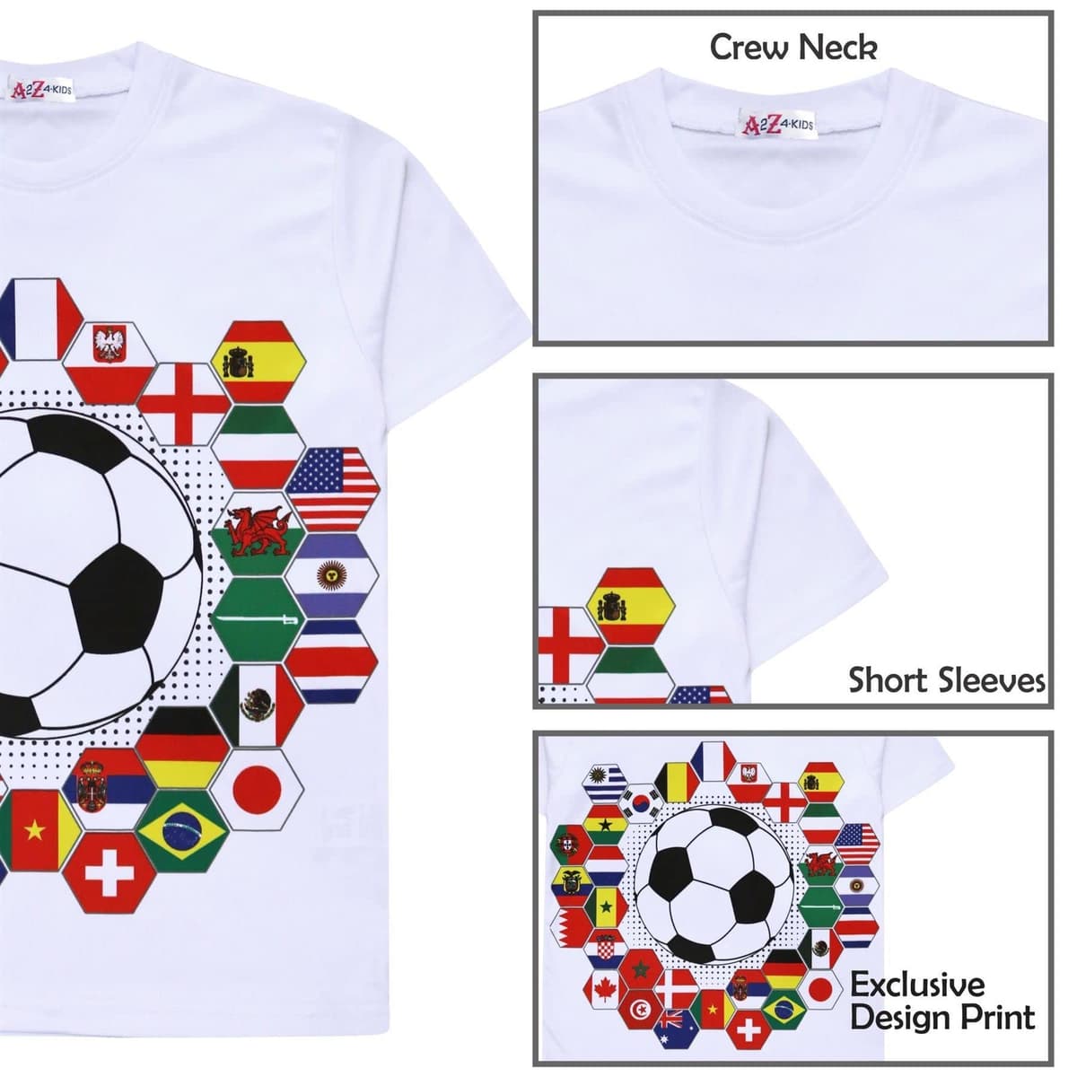 A2Z 4 Kids Girls Boys T Shirts International Football World Cup T-Shirt Soft Feel Soccer Team Short Sleeves Tank Top Tees for Children Street Parties T-Shirt Age 5-13 Years — view 5