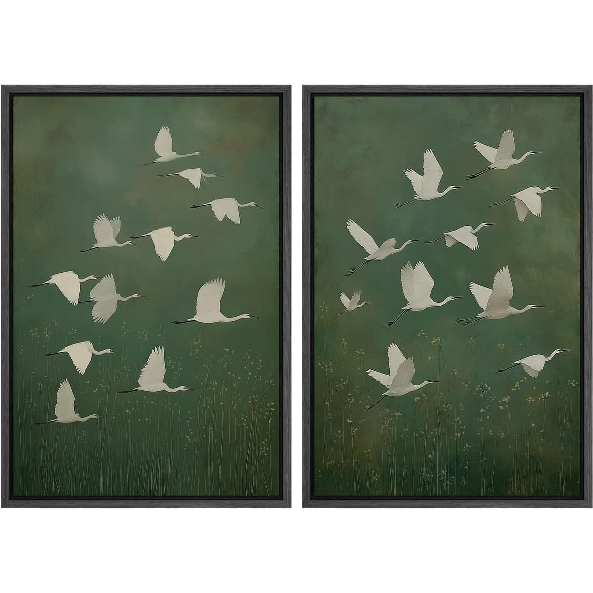 SIGNFORD Framed Canvas Print Wall Art Set Soft Hydrangea Pair Light Blue Florals with Green Leaves Illustration Modern Art Decorative Nordic Nature for Living Room, Bedroom, Office - 24"x36"x2 White — view 141