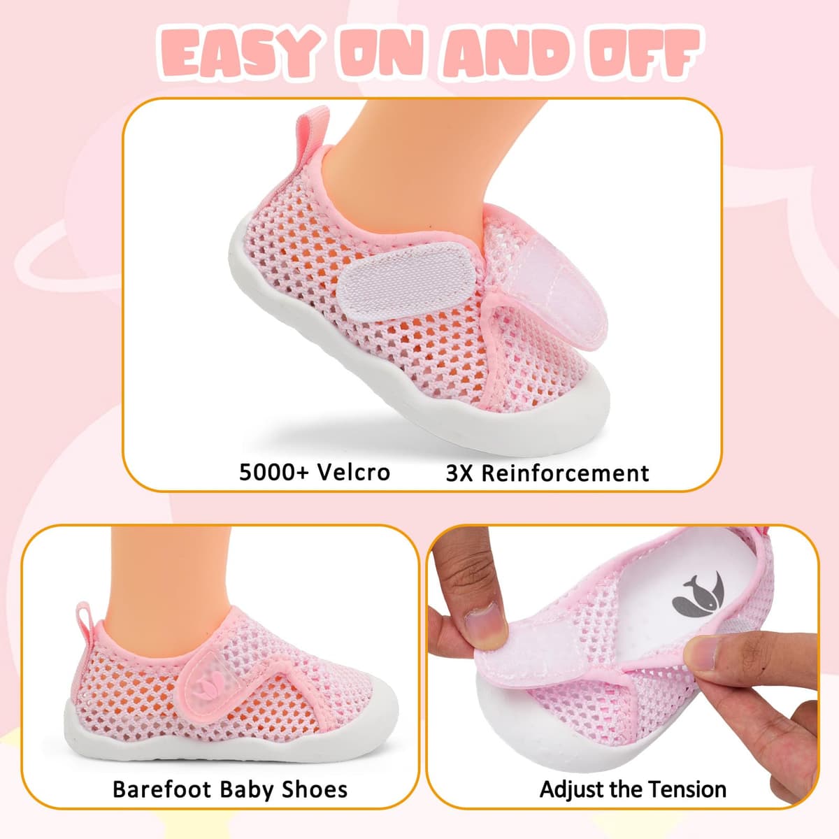 JOINFREE Baby Wide First Walking Shoes Boys Girls Barefoot Shoes Quick-Dry Kids Water Socks for Beach Swim Pool — view 4