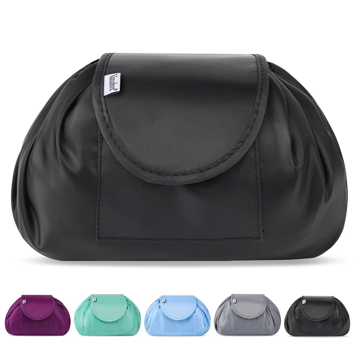 Lazy Drawstring Makeup Bags, Large Capacity Waterproof Travel Portable Cosmetic Bag Pouch Makeup Pouch Storage Organiser for Women Girl (Flamingo) — view 27
