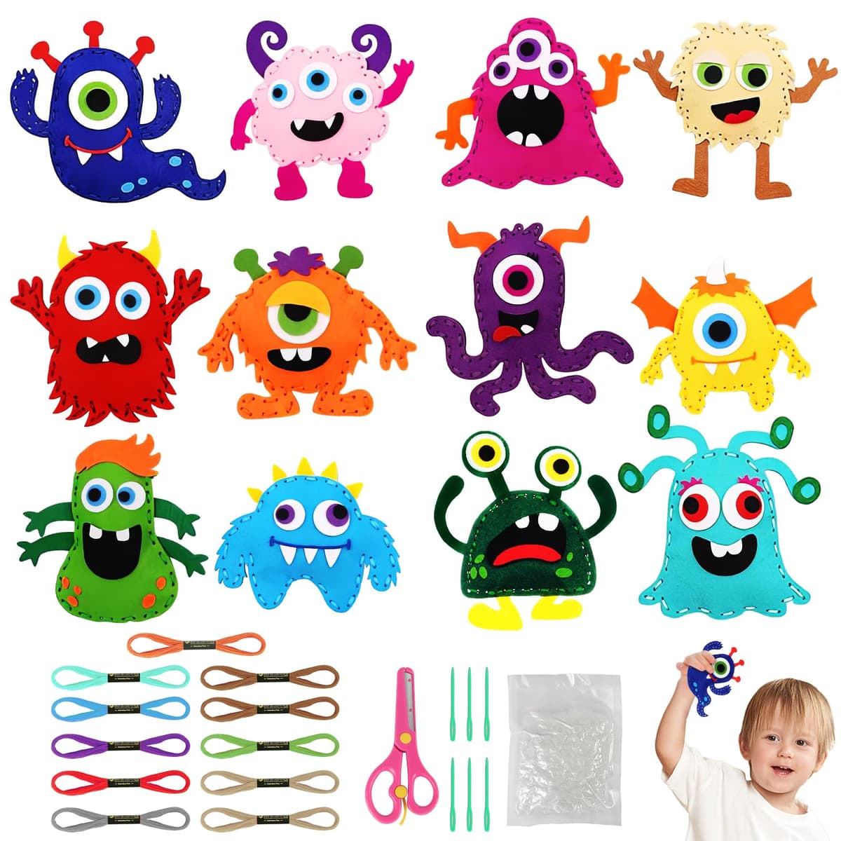 Vicloon First Sewing Kit for Kids, 12-Piece Cute Animal Keychain Sewing Craft Kits, Fun Sewing DIY Kits, Introduction to Sewing Kit for Kids Age 5-12 Learn to Sew Arts and Crafts — view 18