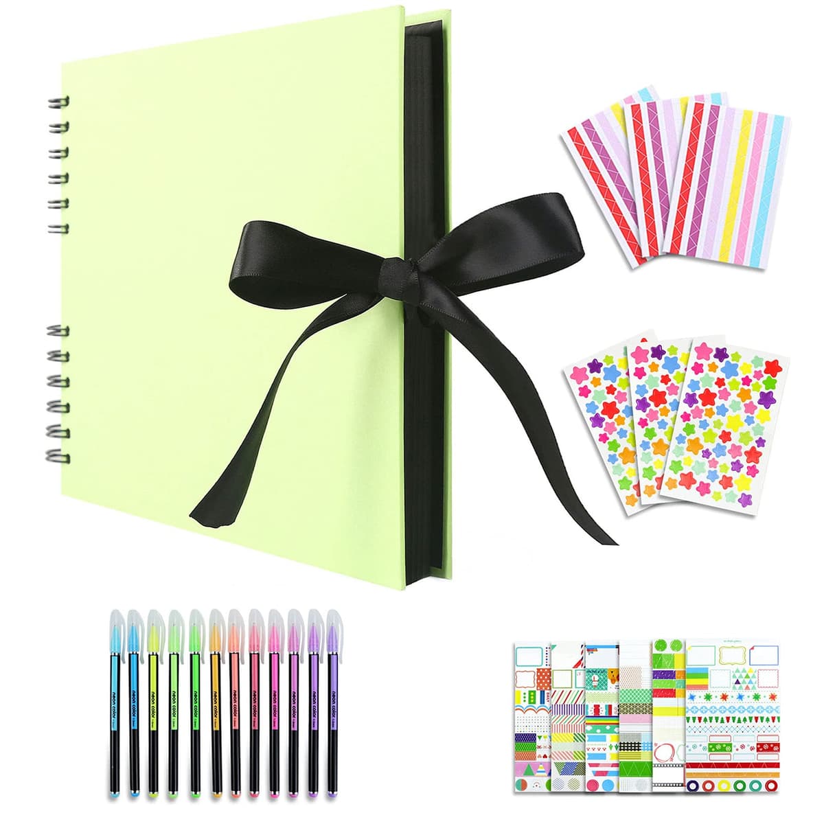Vienrose Álbum de Fotos Scrapbook 10x15 cm Álbum de Recortes para Pegar y Escribir 80 Negra Páginas Espiral DIY Regalos de Boda Aniversario Bebé Cumpleanos Familiares Navidad, 28,5x21cm, Negro — view 10