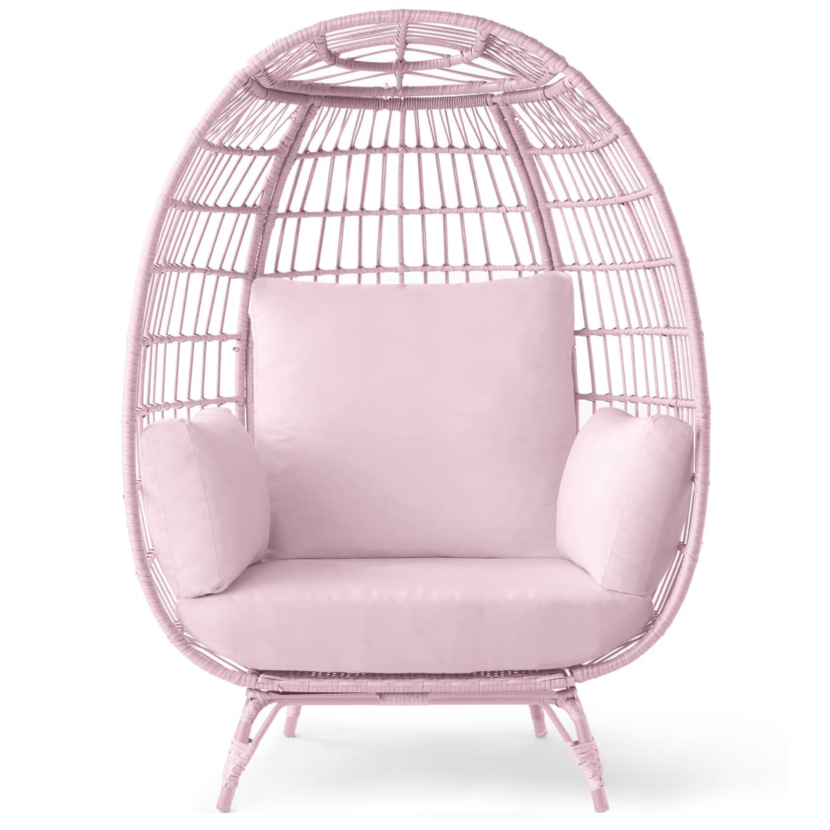 Best Choice Products Wicker Egg Chair, Oversized Indoor Outdoor Lounger for Patio, Backyard, Living Room w/ 4 Cushions, Steel Frame, 440lb Capacity - Ivory — view 13