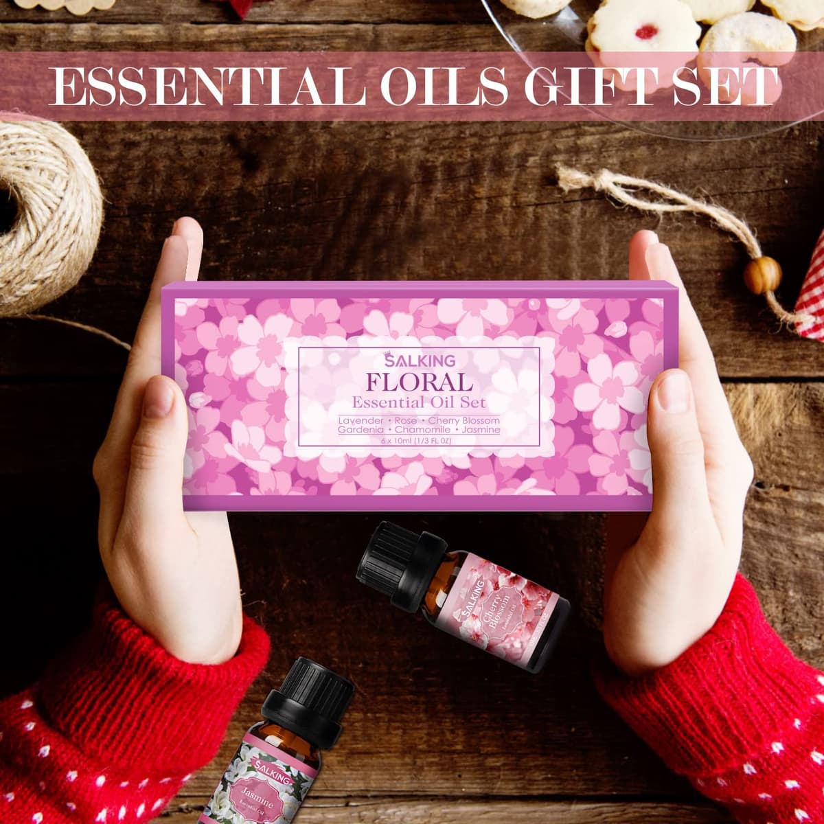 SALKING Flores Aceites Esenciales para Humidificador Difusor 6 x 10 ml,100% Puro Aceites Esenciales Naturales Aceite Perfumado - Lavanda,Rosa, Jazmín, Gardenia, Manzanilla, Flor de cerezo — view 7
