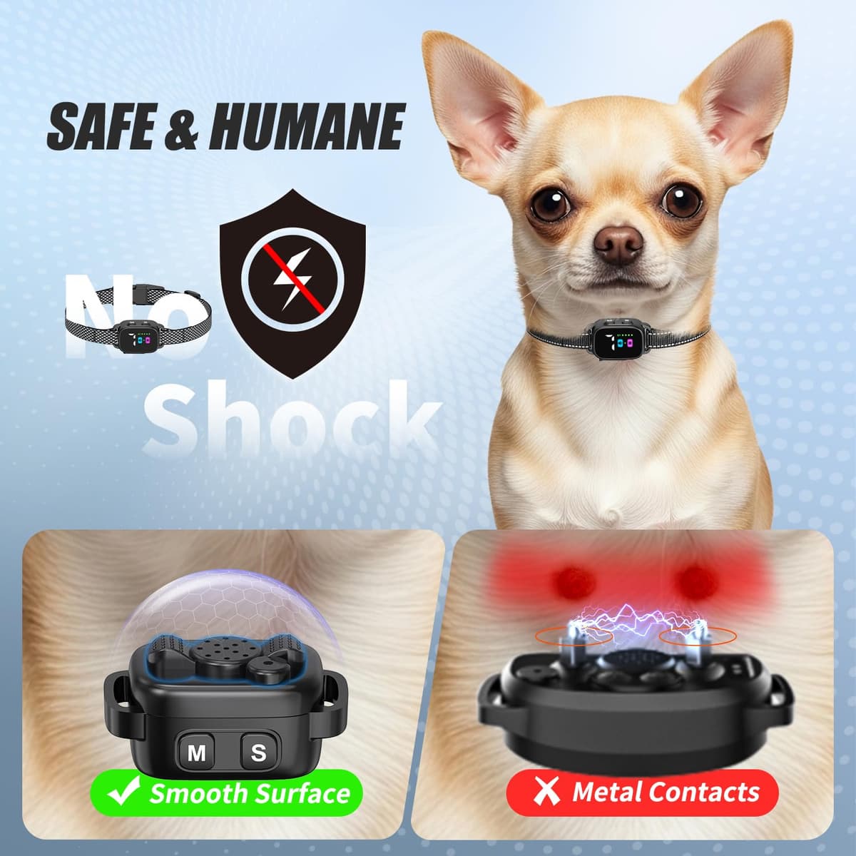 Anti Bark Collar for Small Dogs 2 Pack, No Shock Bark Collar with Beep & Vibration, 7 Sensitivity Levels, Smart Bark Detection, Rechargeable IP67 Waterproof Bark Collar for Small Dogs 5-30lbs — view 6