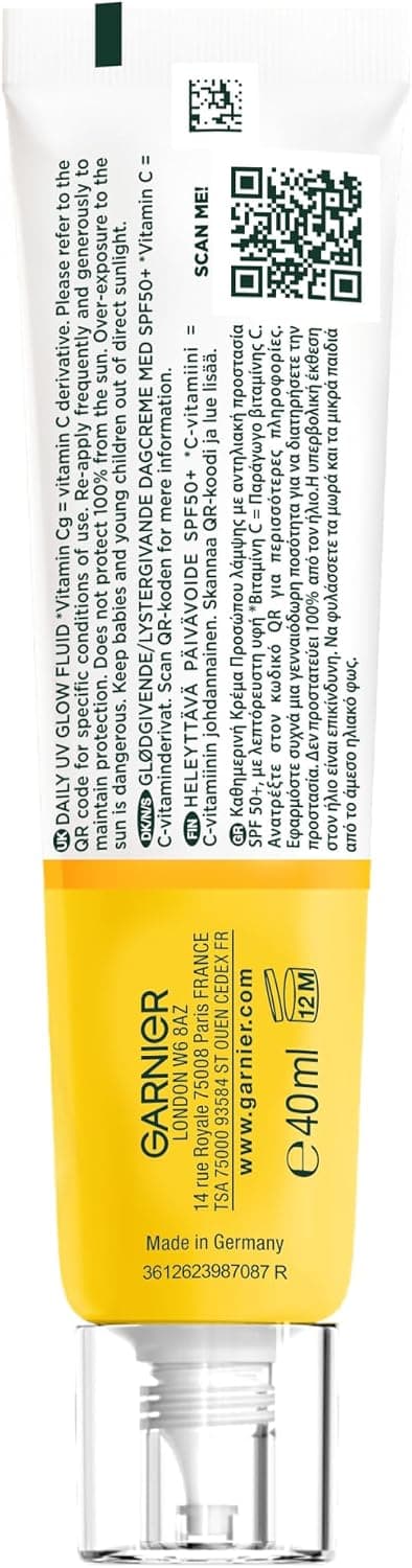 Garnier Vitamin C Daily UV Brightening Fluid Sheer Glow, SPF50+, Prevents + Corrects Sun Damages + Evens Skin tone, Face & Neck, For all skin types, Cruelty-Free, Vegan, 40ml — view 2