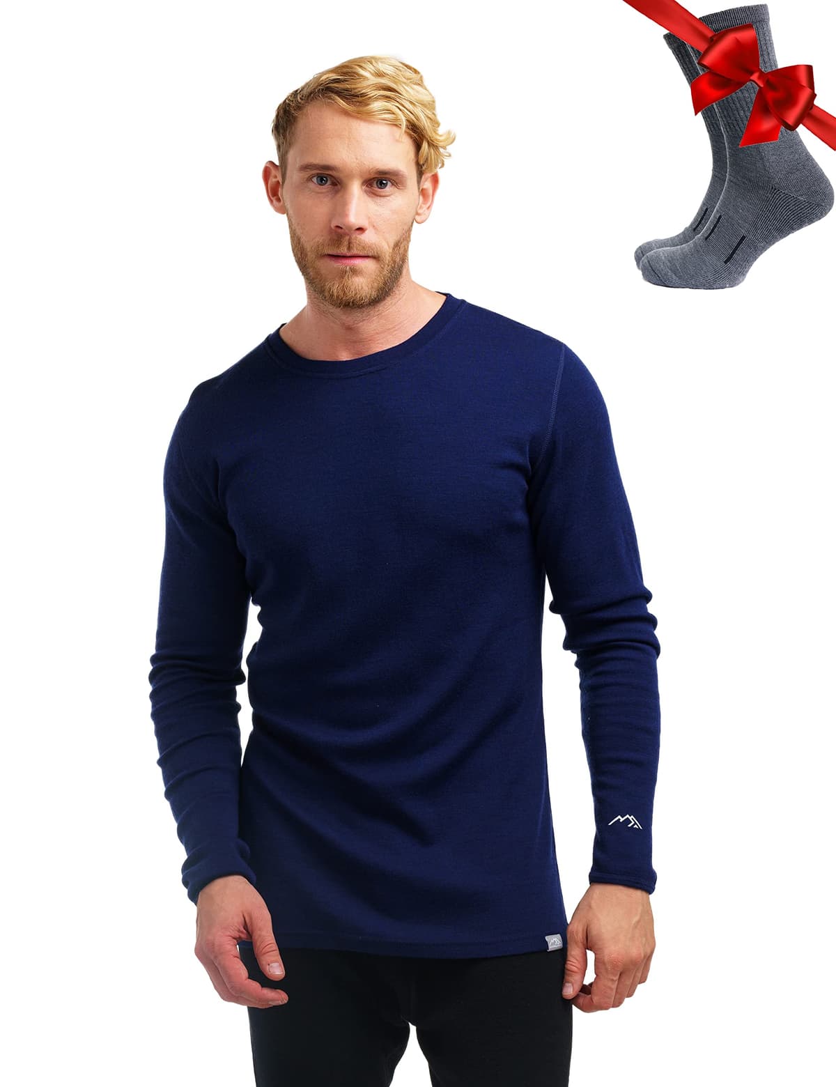 Merino.tech Camiseta Lana Merino Hombre - Deportiva Ropa Térmica 100% Lana Merino Ligero, Medio, Pesado con Calcetines — view 35