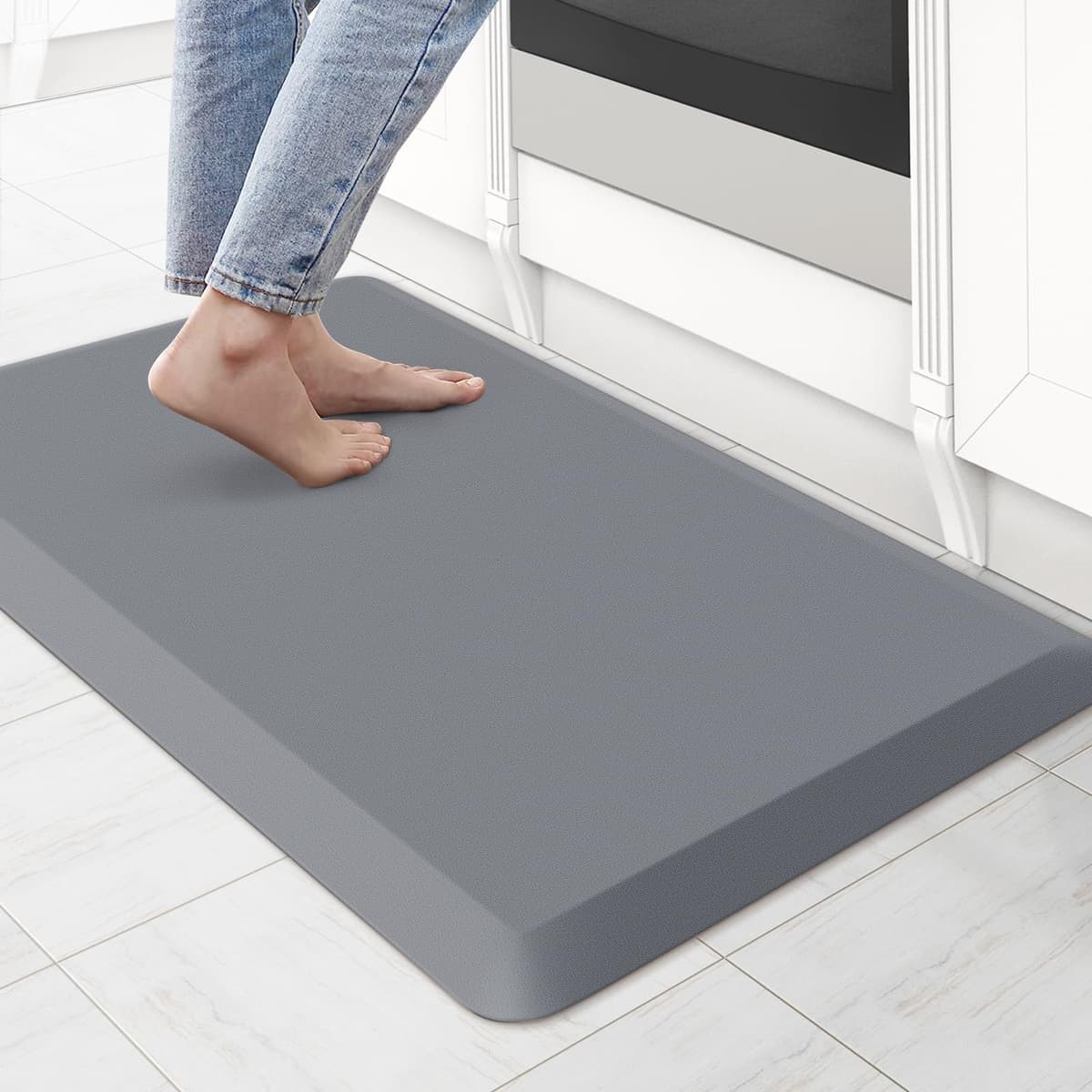 KitchenClouds Kitchen Mat Cushioned Anti Fatigue Rug 17.3"x28" Water Resistant Non Slip Standing Desk Mat Comfort Floor Mats for Kitchen House Sink Office (Khaki) — view 19
