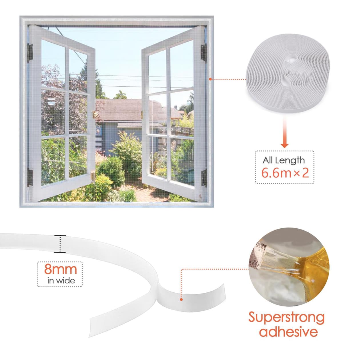 MYCARBON 2 Pcs Mosquitera para Ventana Autoadhesiva 150x180cm Blanca Anti Insectos Cortable con Cuchillo — view 2