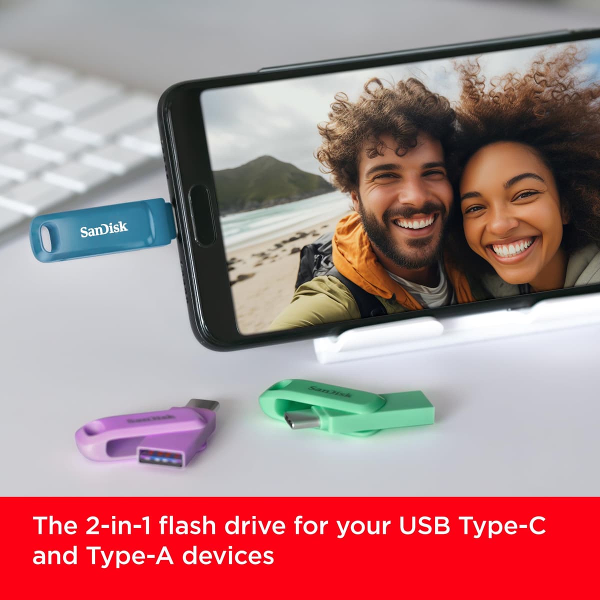SANDISK Ultra Dual Drive Go, USB Type-C &Type-A Flash Drive 128GB (Memory stick up to 400MB/s, Reversible Type-C and Type-A connectors for Android Smartphone, Tablets and Mac) Navagio Bay — view 3
