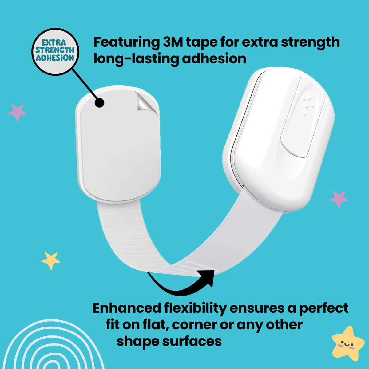 BooBoo Baby (10 PACK) Premium Child Locks For Kitchen Cupboards, Child Proof Cabinet Locks, Drawer Locks Baby Proofing Cabinets with No Drilling, Extra strong Adhesive + 4 Extra Stickers — view 2