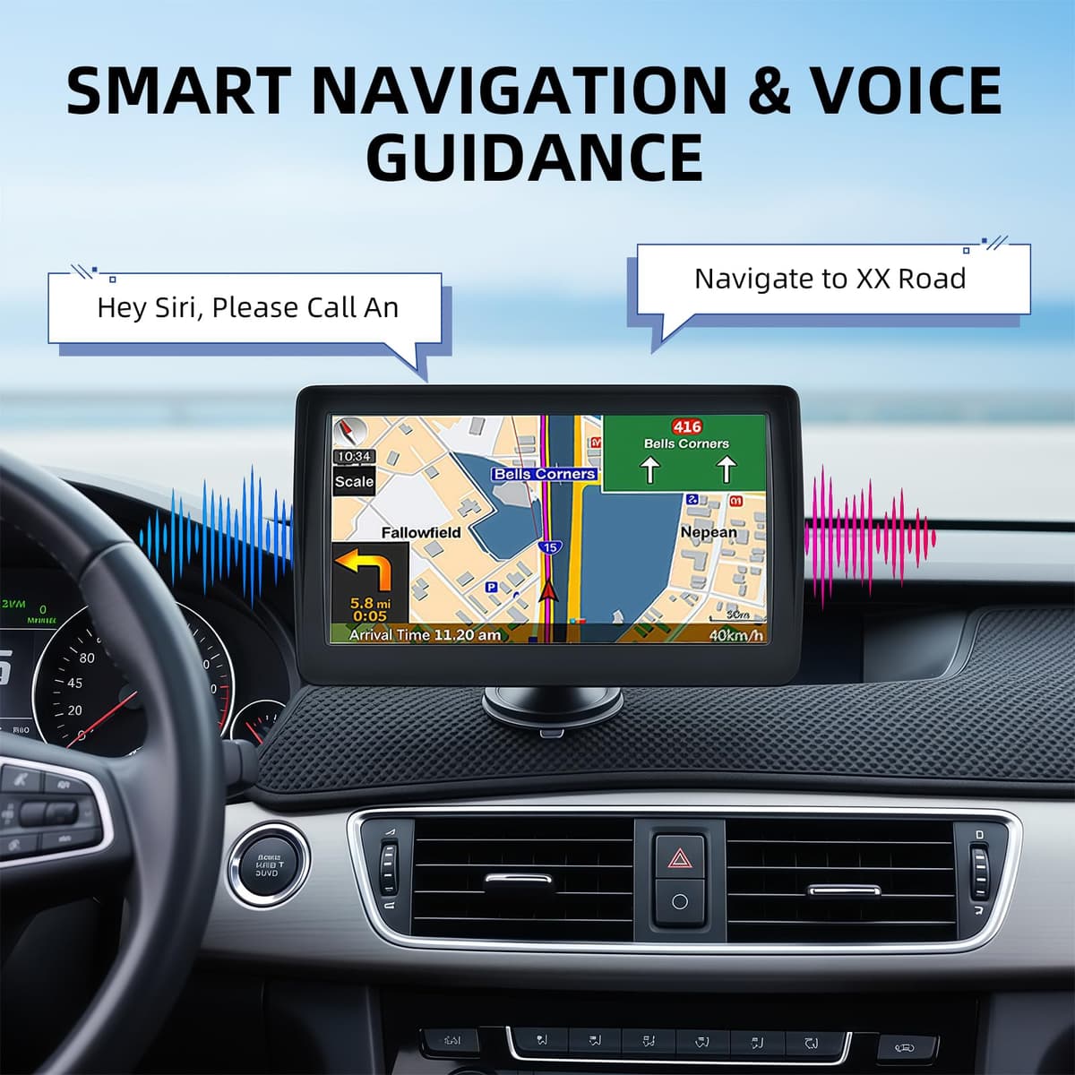 7 Inch Sat Nav for Car & HGV Truck, HD GPS Navigation System with 2026 UK & Europe Maps, Lifetime Free Updates, Support Postcode Search, Voice Guidance, Speed Camera Alerts, and POI — view 4