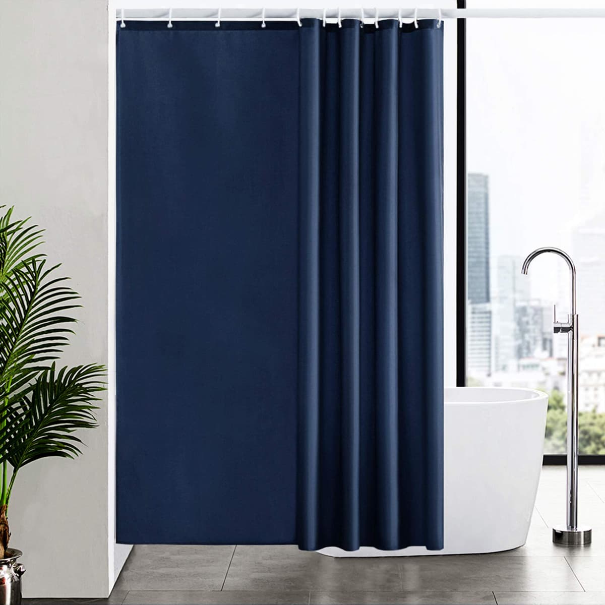 Furlinic Cortina Ducha 200x200cm Antimoho Impermeable Lavable Blanco Tela Poliéster Grandes Cortinas de Baño con 12 Aros de Cortina Ducha. — view 68
